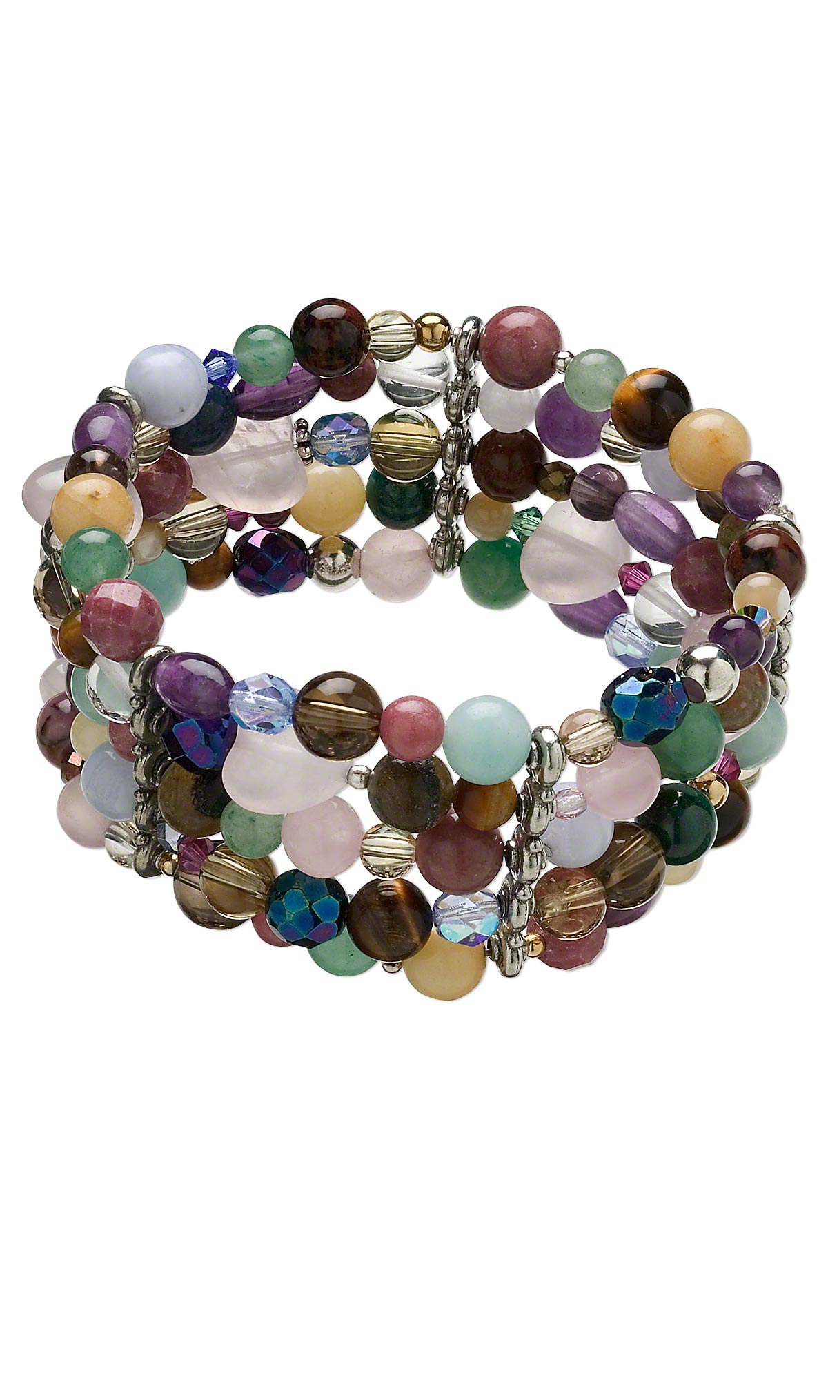 Jewelry Design - Multi-Strand Bracelet with Assorted Gemstone and Glass ...