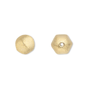 Bead, gold-finished brass, 18x6mm brushed puffed flat round. Sold per ...