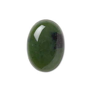 Cabochon, nephrite jade (natural), 25x18mm calibrated oval, B grade ...